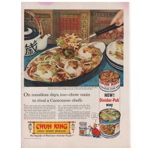 Chun King Canned Chow Mein Magazine Advertisement 1949 Vintage Asian Food